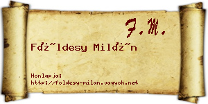 Földesy Milán névjegykártya